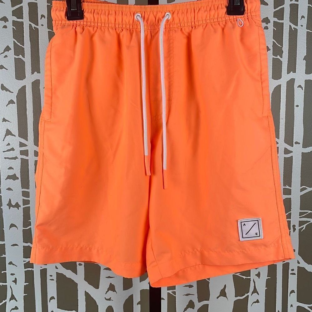American Eagle Outfitters Men’s Bright Tangerine Orange Swim Trunks Board Shorts